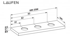 Столешница Laufen Boutique размер под заказ ЛДСП светлый дуб H4092201502501