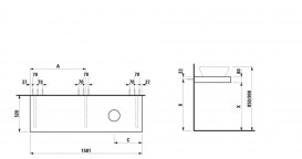 Столешница Laufen Case 1581х520х80 мм с вырезом справа МДФ светлый дуб H4051530755191