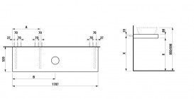 Столешница Laufen Case 1787х520х80 мм с вырезом в центре МДФ светлый дуб H4051610755191