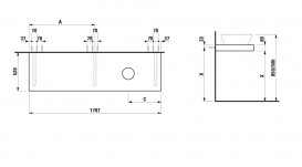 Столешница Laufen Case 1787х520х80 мм с вырезом справа МДФ белый матовый H4051630754631