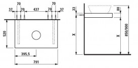 Стільниця Laufen Case 791х520х80 мм із вирізом МДФ світлий дуб H4051210755191