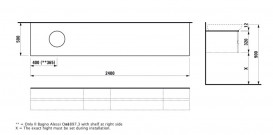 Столешница Laufen IL Bagno Alessi One 240х50 см с вырезом слева технический мрамор белый глянцевый H4246020976311