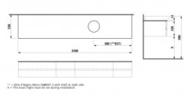 Стільниця Laufen IL Bagno Alessi One 240х50 см з вирізом праворуч технічний мармур білий глянсовий H4246030976311