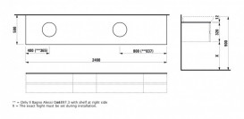 Столешница Laufen IL Bagno Alessi One 240х50 см с вырезом справа и слева шпон грецкий орех H4246040976301