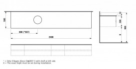 Столешница Laufen IL Bagno Alessi One 240х50 см с вырезом слева технический мрамор белый глянцевый H4246120976311