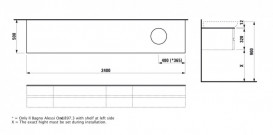 Столешница Laufen IL Bagno Alessi One 240х50 см с вырезом справа шпон грецкий орех H4246130976301
