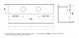 Стільниця Laufen IL Bagno Alessi One 240х50 см з вирізом праворуч та ліворуч по центру технічний мармур білий глянсовий H4246240976311