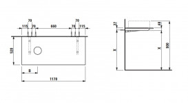 Стільниця Laufen Space 117х52 см з вирізом зліва HPL темний в'яз H4110011601031