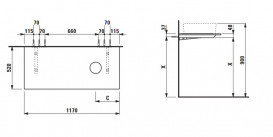 Стільниця Laufen Space 117х52 см з вирізом праворуч HPL білий матовий H4110021601001