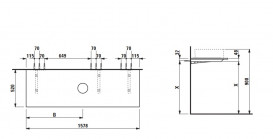 Столешница Laufen Space 157,8х52 см с вырезом по центру HPL темный вяз H4110531601031