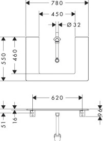 Столешница Hansgrohe Xelu Q 78х55 см с вырезом под раковину 50 см ДСП натуральный дуб 54094230