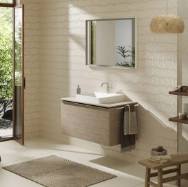 Столешница Hansgrohe Xelu Q 98х55 см с вырезом под раковину 50 см ДСП натуральный дуб 54095230