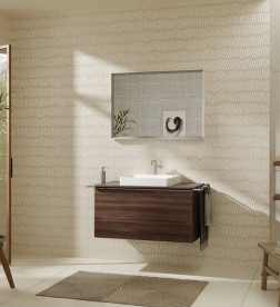 Столешница Hansgrohe Xelu Q 98х55 см с вырезом под раковину 50 см ДСП темный орех 54095630