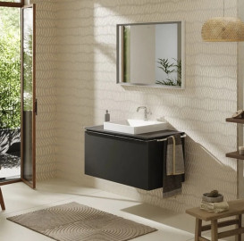 Стільниця Hansgrohe Xelu Q 98х55 см з вирізом під раковину 50 см ДСП матовий сірий 54095910