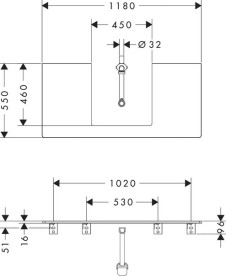 Столешница Hansgrohe Xelu Q 118х55 см с вырезом под раковину 50 см ДСП матовый серый 54096910