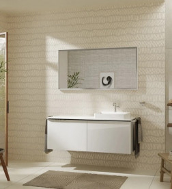 Столешница Hansgrohe Xelu Q 136х55 см вырез справа под раковину 50 см ДСП белый глянцевый 54098050