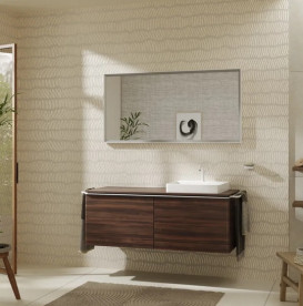 Стільниця Hansgrohe Xelu Q 136х55 см виріз праворуч під раковину 50 см ДСП темний горіх 54098630