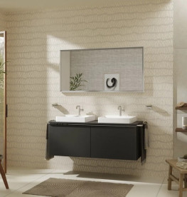 Стільниця Hansgrohe Xelu Q 136х55 см з 2 вирізами під раковину 50 см ДСП матовий сірий 54099910