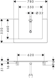 Столешница Hansgrohe Xelu Q 78х55 см с вырезом под раковину 60 см ДСП натуральный дуб 54109230