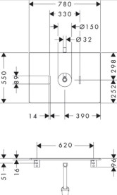 Столешница под раковину Hansgrohe Xelu Q 78х55 см с вырезом ДСП темный орех 54113630