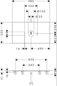 Столешница под раковину Hansgrohe Xelu Q 98х55 см с вырезом ДСП темный орех 54114630