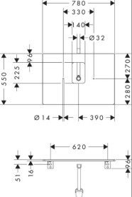 Столешница под раковину Hansgrohe Xelu Q 78х55 см с вырезом ДСП белый глянцевый 54120050