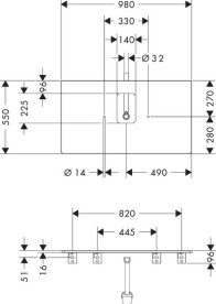 Столешница под раковину Hansgrohe Xelu Q 98х55 см с вырезом ДСП матовый серый 54121910