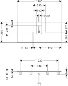 Стільниця під раковину Hansgrohe Xelu Q 118х55 см з вирізом ДСП матовий сірий 54122910