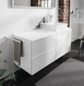 Столешница под раковину Hansgrohe Xevolos E 137х55 вырез справа МДФ матовый белый 54206700