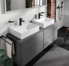 Столешница под раковину Hansgrohe Xevolos E 137х55 с 2 вырезами МДФ cланцево-серый матовый 54207760