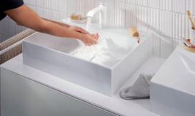 Стільниця під раковину Hansgrohe Xevolos E 157х55 з 2 вирізами МДФ матовий білий 54211700