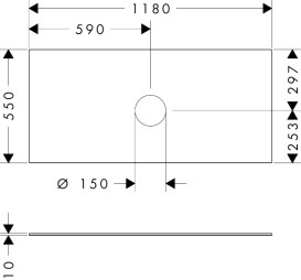 Столешница под раковину Hansgrohe Xevolos E 118х55 с вырезом по центру МДФ песочный матовый бежевый 54330780