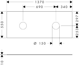 Столешница под раковину Hansgrohe Xevolos E 137х55 с 2 вырезами МДФ cланцево-серый матовый 54332760