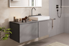 Столешница под раковину Hansgrohe Xilesa E 137,5х55 вырез справа ДСП сланцево-серый матовый 54273760