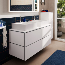 Столешница под раковину Hansgrohe Xilesa E 137,5х55 с 2 вырезами ДСП матовый белый 54274700