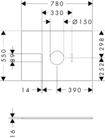 Столешница под раковину Hansgrohe Xilesa E 78х55 с вырезом по центру ДСП дуб кашемир 54275550