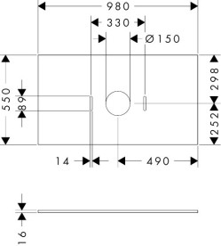 Столешница под раковину Hansgrohe Xilesa E 98х55 с вырезом по центру ДСП матовый белый 54276700