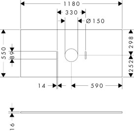 Столешница под раковину Hansgrohe Xilesa E 118х55 с вырезом по центру ДСП сланцево-серый матовый 54277760