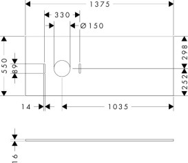 Столешница под раковину Hansgrohe Xilesa E 137,5х55 вырез слева ДСП дуб кашемир 54278550