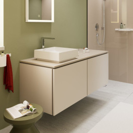 Стільниця під раковину Hansgrohe Xilesa E 137,5х55 виріз зліва ДСП пісочно-бежевий матовий 54278780