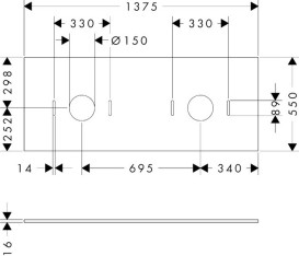 Стільниця під раковину Hansgrohe Xilesa E 137,5х55 з 2 вирізами ДСП пісочно-бежевий матовий 54280780