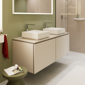 Стільниця під раковину Hansgrohe Xilesa E 137,5х55 з 2 вирізами ДСП пісочно-бежевий матовий 54280780