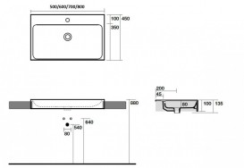 Стільниця під раковину Kerasan Cento керамічна 44х63 см білий 356001