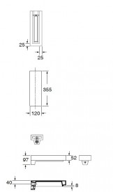 Столешница под раковину Kerasan Inka керамическая 12х35,5 см черный глянцевый 341504