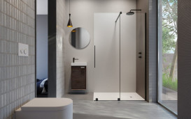 Створення душових дверей Radaway Furo Black Walk-in 100 R розсувна 53.8х200 см права чорна/прозоре скло 10106538-54-01R