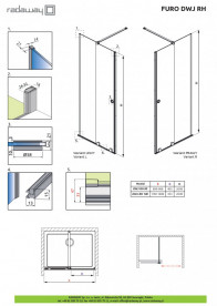 Створка душевой двери Radaway Furo Black DWJ RH 90 L 44,2х200 см левая черный/прозрачное стекло 10107442-54-01LU