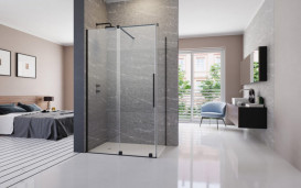 Стул душових дверей Radaway Furo Black KDJ 47.2х200 см розсувна ліва чорний/прозоре скло 10104472-54-01L