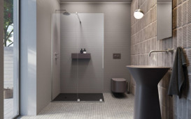 Створення душових дверей Radaway Furo Walk-in 160 розсувна 83.8х200 см ліва хром/прозоре скло 10106838-01-01L