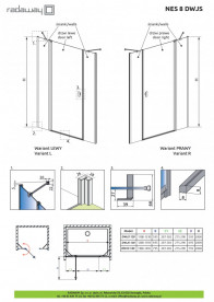 Створка душевой двери Radaway Nes 8 Black DWJS 120 R 59х200 см правая черный/прозрачное стекло 10084590-54-01R