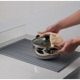 Сушарка для посуду Kroner KRP Matte-GRA4331-1 нержавіюча сталь/силікон сірий CV028241